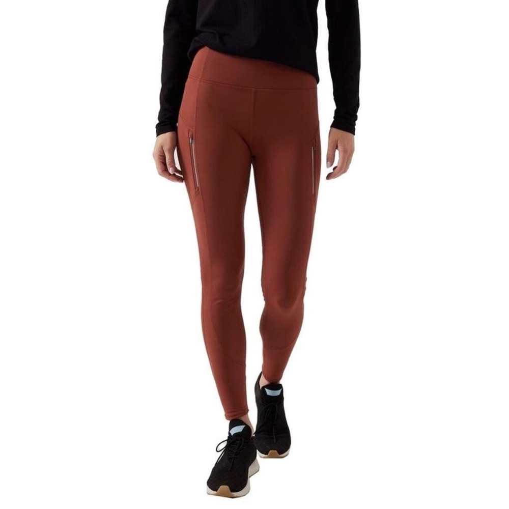 Athleta Rainer Rust Fleece Lined Leggings | Small